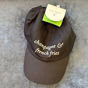 kate spade black "champagne & french fries" embroidered baseball cap